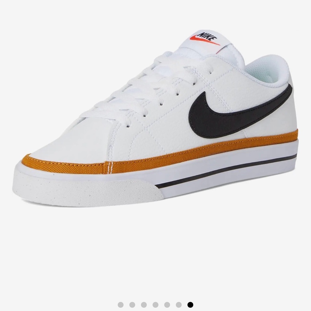 Nike Court Legacy Next Nature sneakers in the White, Black, and Ochre, W size 6